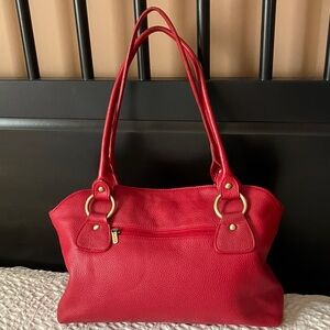 Danier Red Leather Shoulder Bag